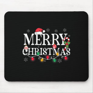 Merry Christmas Lights Santa Hat Xmas Family Men W Mouse Pad