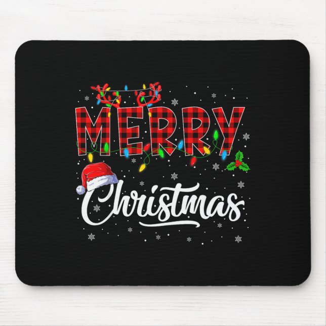Merry Christmas Lights Santa Hat Xmas Family Men W Mouse Pad (Front)