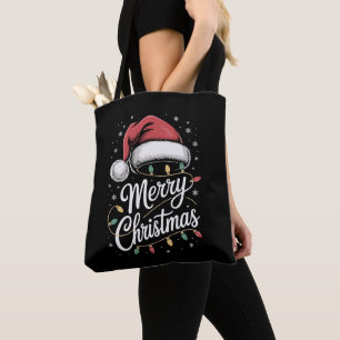 Merry Christmas Lights Santa Hat Xmas Family Tote Bag