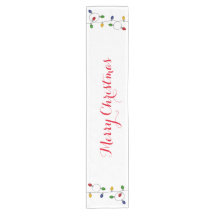 Merry Christmas Lights Table Runner