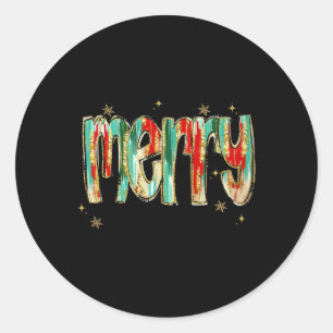 Merry Christmas Lights Xmas Family Matching Men Wo Classic Round Sticker