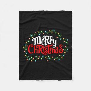 Merry Christmas Lights Xmas Family Men Women Kids Fleece Blanket