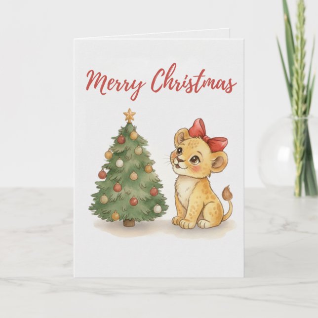 Merry Christmas Lion Cub Card  (Front)