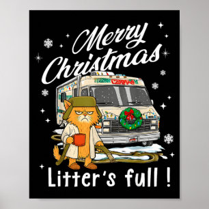 Merry Christmas Litter’s Full Funny Cat Lover Sarc Poster