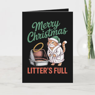 Merry Christmas Litters Full Cat Litter Box Xmas Card