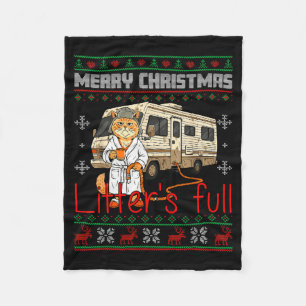 Merry Christmas Litters-full Cat Ugly Sweater Chri Fleece Blanket