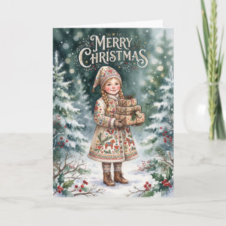 Merry Christmas Little Girl Holiday Card