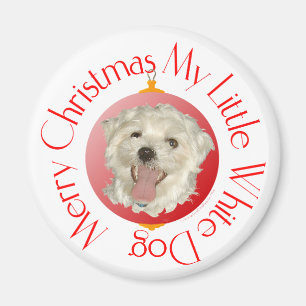 Merry Christmas Little White Dog Magnet