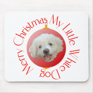 Merry Christmas Little White Dog Mouse Pad