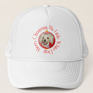 Merry Christmas Little White Dog Poodle / Bichon Trucker Hat