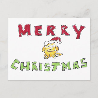 Merry Christmas Little Yellow Lab Puppy Cartoon Holiday Postcard