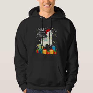 Merry Christmas Llama with Santa Hat Alpaca Lovers Hoodie