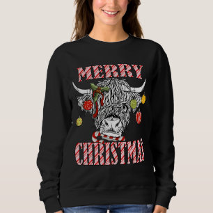 Merry Christmas Longhorn Cow Candycane Xmas Holida Sweatshirt