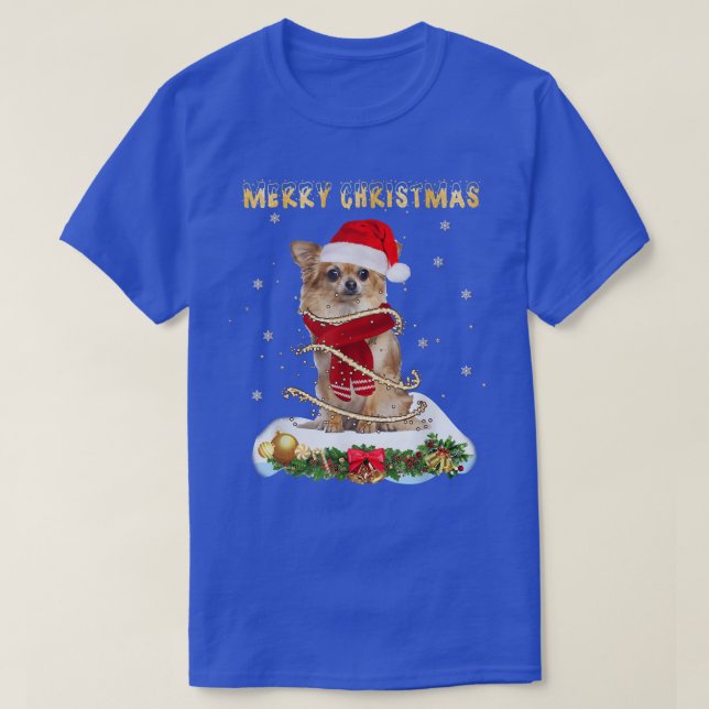 Merry Christmas Love Chihuahua,Chihuahua Wearing A T-Shirt (Design Front)