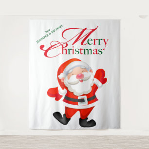 Merry Christmas Love Funny Santa Backdrop Tapestry