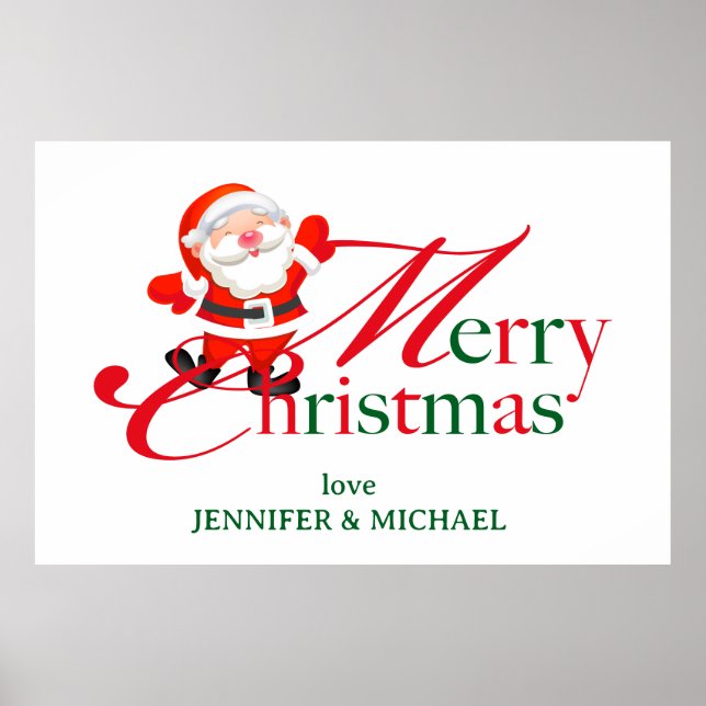 Merry Christmas Love Script Funny Santa Poster (Front)