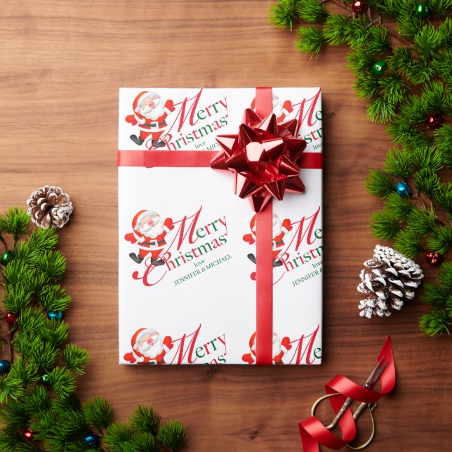 Merry Christmas Love with santa Wrapping Paper (Holiday Gift)