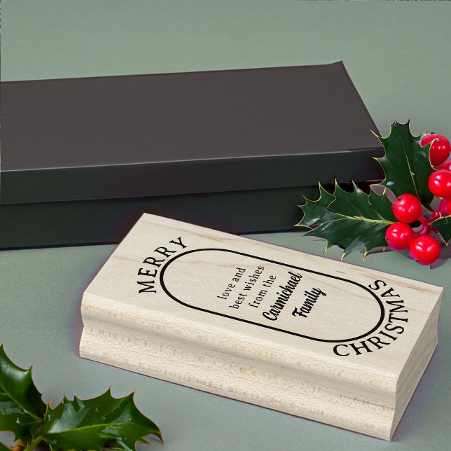 Merry Christmas Lozenge Logo Style Bold Script Rubber Stamp (Merry Christmas stamp from Rounded Lozenge Photo Collage collection)