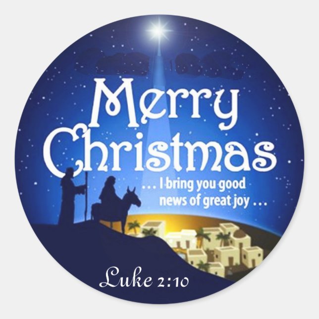 Merry Christmas Luke 2:10 Great Joy Jesus Sticker (Front)