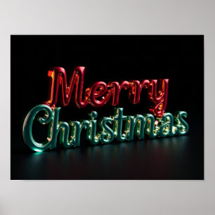 Merry Christmas Luxury Typography Poster Paper H05