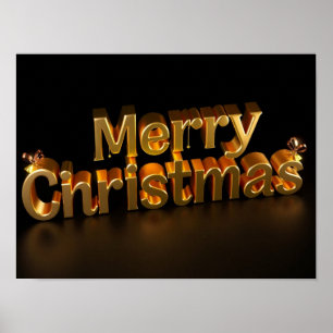 Merry Christmas Luxury Typography Poster Paper H08