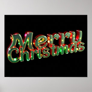 Merry Christmas Luxury Typography Poster Paper H09