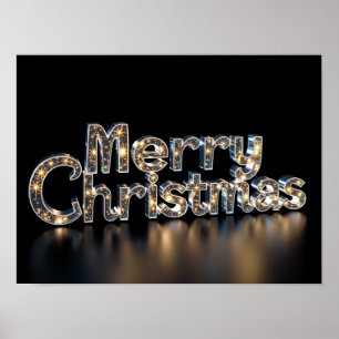 Merry Christmas Luxury Typography Poster Paper H15