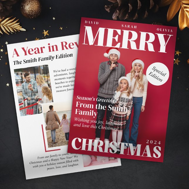 Merry Christmas Magazine Cover A Year in Review Holiday Card (Creator Uploaded)