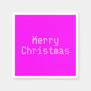 "Merry Christmas" magenta pink white holiday paper Napkin