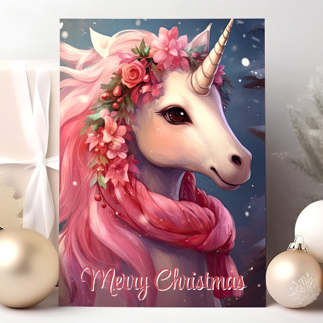 Merry Christmas Magical Unicorn Holiday Card (Creator Uploaded)