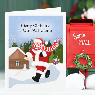 Merry Christmas Mail Carrier Santa Card