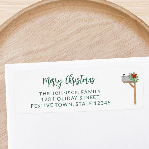 Merry Christmas Mailbox Return Address Label