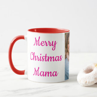 Merry Christmas Mama Personalised Photo Mug | Red