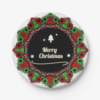 Merry Christmas mandala designs Paper Plate