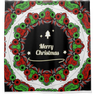 Merry Christmas mandala designs Shower Curtain