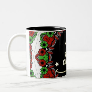 Merry Christmas mandala designs Two-Tone Coffee Mug