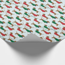 MERRY CHRISTMAS, MANY DACHSHUNDS GIFT WRAP PAPER