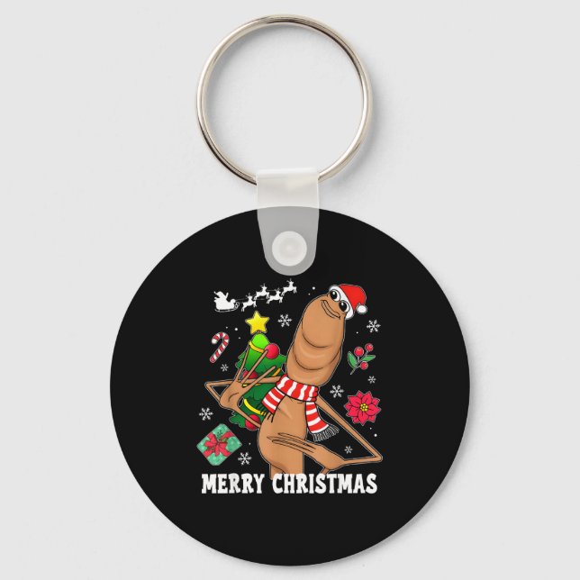 Merry Christmas Marcus The Worm Funny Unhinged Mem Key Ring (Front)