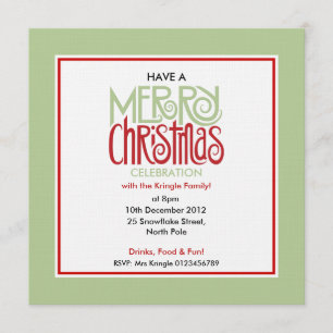 Merry Christmas margarita green Square Invitation