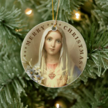 Merry Christmas | Mary virgin | Ceramic Ornament