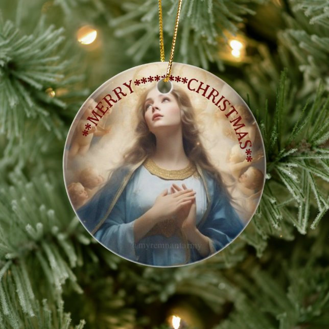 Merry Christmas | Mary virgin | Ceramic Ornament (Tree)