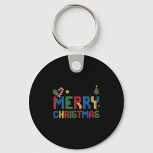 Merry Christmas Master Builder Kids Building Block Key Ring