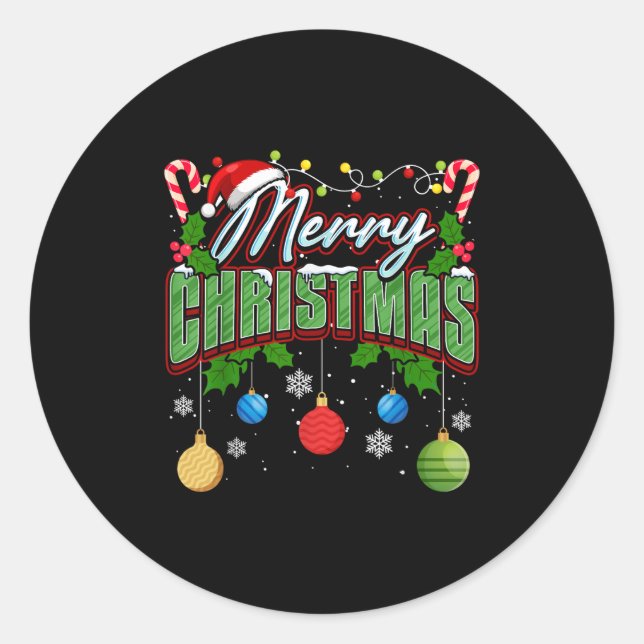 Merry Christmas Matching Family Merry Christmas Xm Classic Round Sticker (Front)