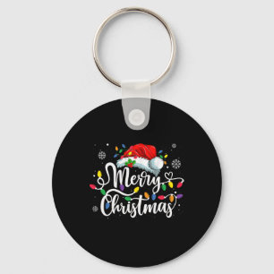 Merry Christmas Matching Family Santa Hat Lights X Key Ring