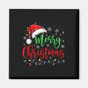 Merry Christmas Matching Family Santa Hat Lights X Magnet