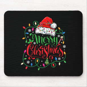 Merry Christmas Matching Family Santa Hat Lights X Mouse Pad