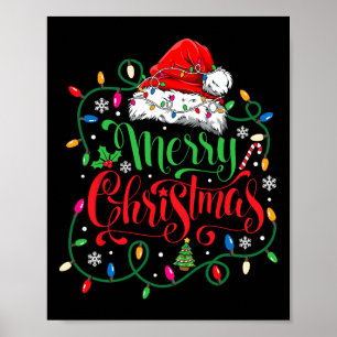 Merry Christmas Matching Family Santa Hat Lights X Poster