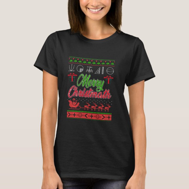 Merry Christmas Math Teacher Xmas Tee Merry Christ (Front)