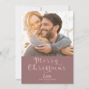 Merry Christmas Mauve Pink Whimsical Holiday Photo Card
