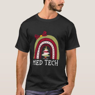 Merry Christmas Med Tech Rainbow Cute Technician X T-Shirt